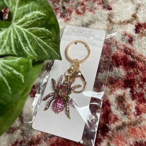 SHEIN Rhinestone Spider Charm Keychain